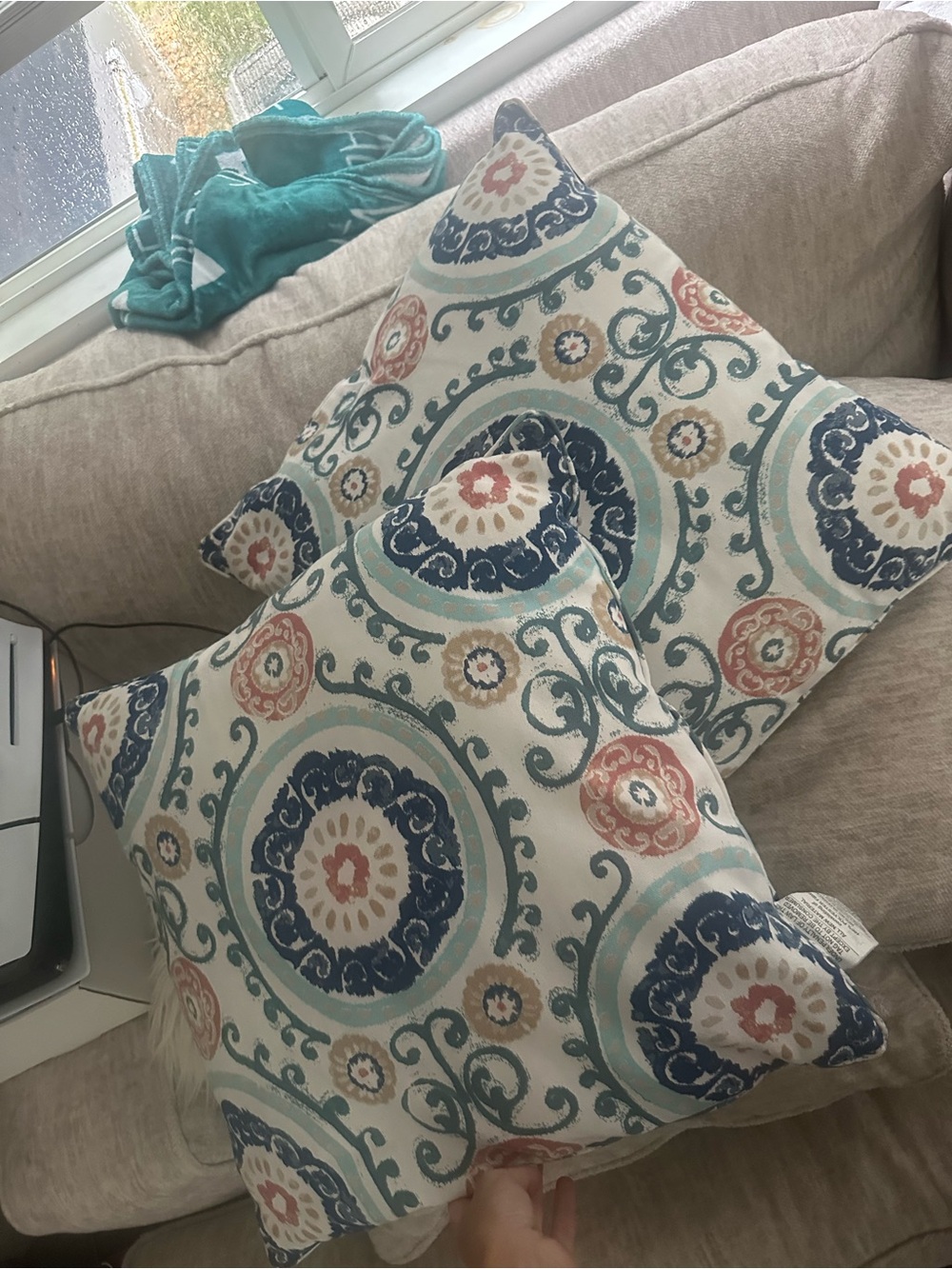 Decorative Medallion Throw Pillow in Teal and Navy - Kirkland’s